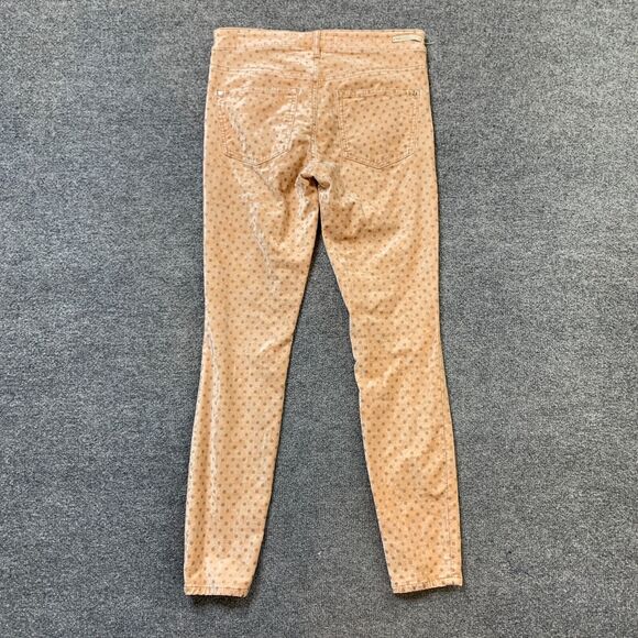 Pilcro And The Letterpress Pants Women 26 Apricot High Rise Skinny Velvet Dots - Picture 10 of 16